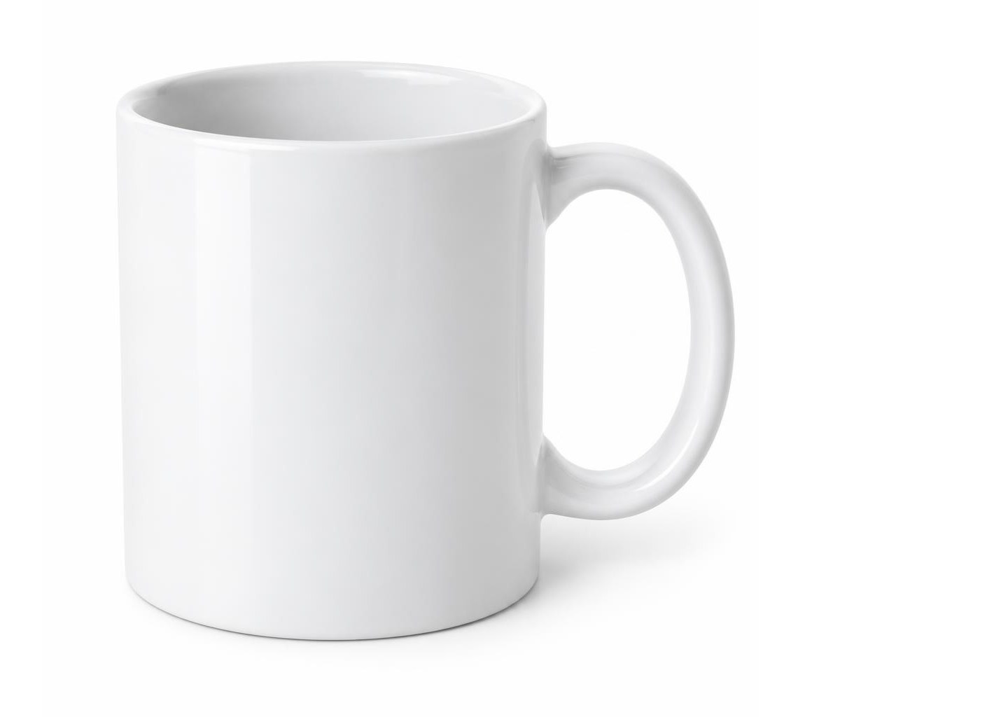 White mug, wide photo with the mug off to one side